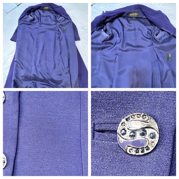 Perchè Couture Womens Purple Long Coat & Skirt Set Size 12 Career Professional - Picture 7 of 16